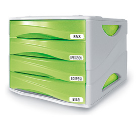 Cassettiera 4 cass. Smile verde trasp. Arda