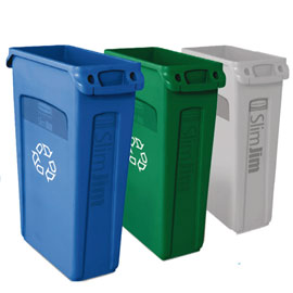 Contenitore slim jim c/maniglie 87lt blu con logo ricicl. Rubbermaid