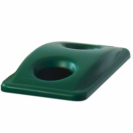 Coperchio slim jim verde con fori per bottiglie rubbermaid