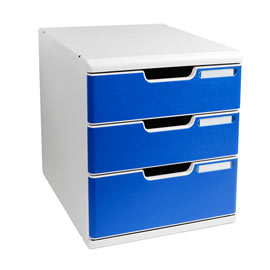 Cassettiera modulo a4 3 cassetti grigio/blu multiform