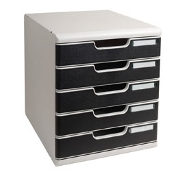 Cassettiera modulo a4 5 cassetti grigio/nero multiform