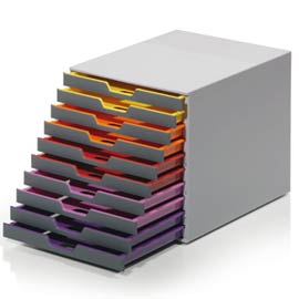 Cassettiera a 10 cassetti varicolor durable