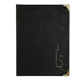 Carta dei vini a4-31,5x24cm nero in pvc basic con 4+2 buste fisse