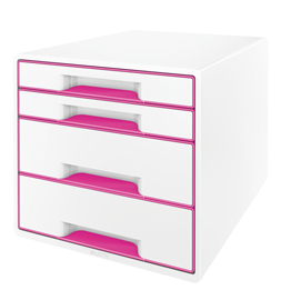 Cassettiera 4 cassetti bianco/rosa leitz cube