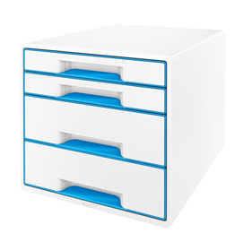 Cassettiera 4 cassetti bianco/azzurro leitz cube