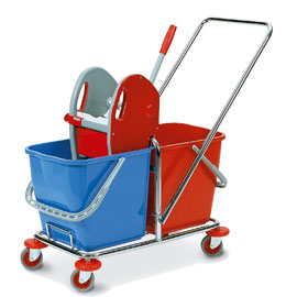 Carrello duo doppia vasca 25+25lt con pressa in factory