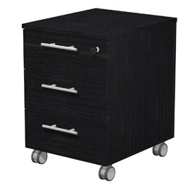 Cassettiera 3cass. C/ruote 41,8x52x61,5cm nero ven.- prestige