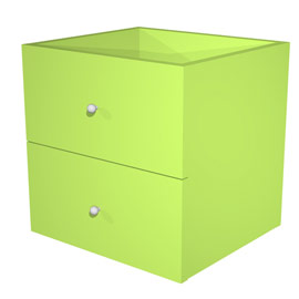 Cassettiera 2cass. Verde neon per libreria rainbow