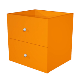 Cassettiera 2cass. Arancione per libreria rainbow