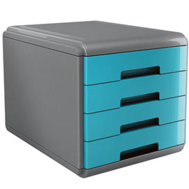 Cassettiera 4 cassetti 45mm mydesk turchese arda