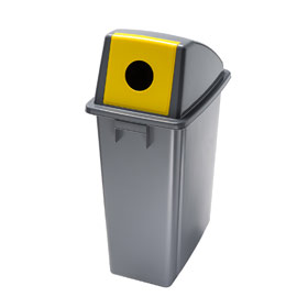 Contenitore office 60lt + coperchio giallo con foro per bottiglie