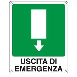 Cartello alluminio 25x31cm 'uscita di emergenza'