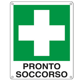 Cartello alluminio 12x14,5cm 'pronto soccorso'