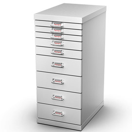Cassettiera in metallo a 9 cassetti 29x43 - h67cm grigio