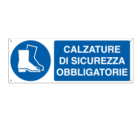 Cartello alluminio 35x12,5cm 'calzatura di sicurezza obbligatoria