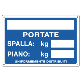 Cartello alluminio 30x20cm 'portate: spalla / piano'