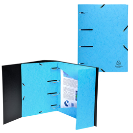 Cartellina 3 lembi forata c/elastico azzurro cartoncino lustre' punchy