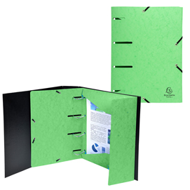 Cartellina 3 lembi forata c/elastico verde anice cartoncino lustre' punchy