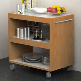Carrello su ruote 70x43,8xh73cm bicolore - angolo ristoro