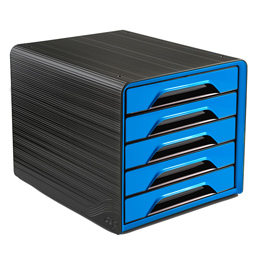 Cassettiera 5 cassetti standard nero/blu oceano 7-111 smoove cep