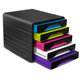 Cassettiera 5 cassetti standard nero/multicolori 7-111 smoove cep