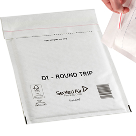 Conf.50 buste imbottite bianche ll 23x33cm andata-ritorno mail lite round trip