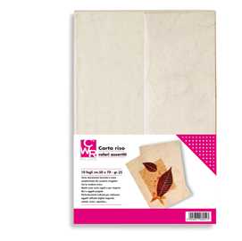 Confezione da 10 fogli carta riso 50x70cm colori assortiti cwr