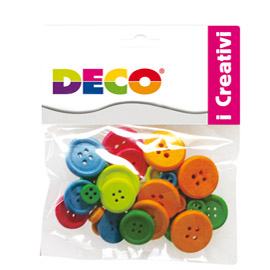 Confezione 30 bottoni in legno colori neon cwr