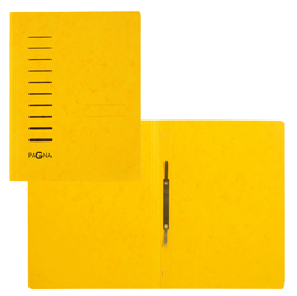 Cartellina gialla in cartone con pressino fermafogli a4 pagna