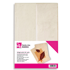 Confezione da 10 fogli carta riso 50x70cm bianco cwr