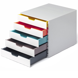 Cassettiera 5 cassetti colorati varicolor mix5 bianco ghiaccio durable
