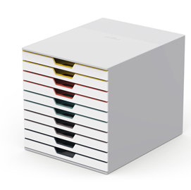 Cassettiera 10 cassetti colorati varicolor mix10 bianco ghiaccio durable