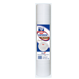 Coperchi in ps per bicchieri di carta da 100 ml - dopla green - conf. 100 pezzi