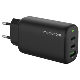 Caricatore da muro - 65 w - porta usb type-c - bianco - mediacom