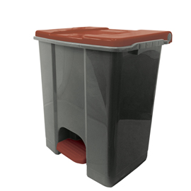 Contenitore mobile ecoconti - a pedale - 60 l - plastica riciclata - grigio/marrone - medial international
