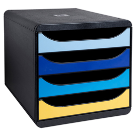 Cassettiera big box bee blue - 4 cassetti a4 - nero/multicolore - exacompta
