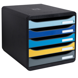 Cassettiera big box plus bee blue - 5 cassetti a4 - nero/multicolore - exacompta