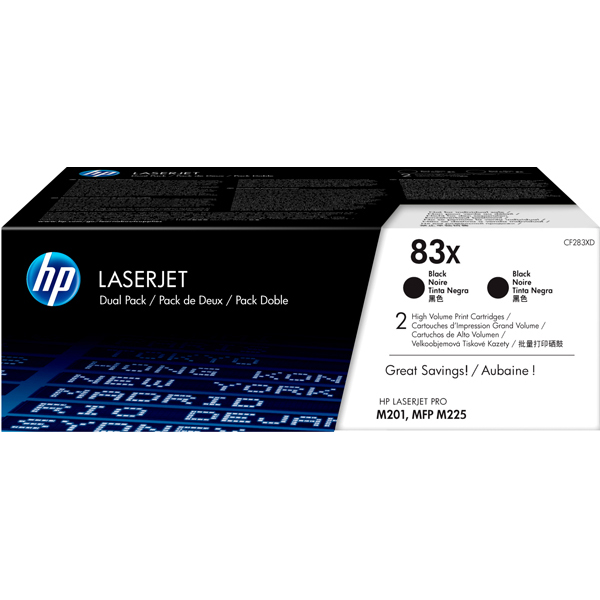 Confezione da 2 cartucce toner nero alta capacita' hp83x