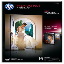 Confezione da 20 fogli carta fotografica hp premium plus, lucida a3/297 x 420 mm