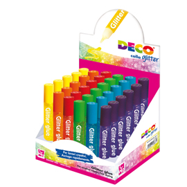 Display colla glitter 30 penne 10,5ml colori assortiti pastello cwr
