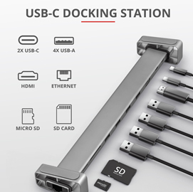 Docking station - multiporta usb-c - 10-in-1 - dalyx trust