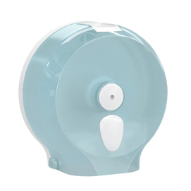 Dispenser per carta igienica mini jumbo - 270 x 130 x 265 mm - bianco / azzurro - replast