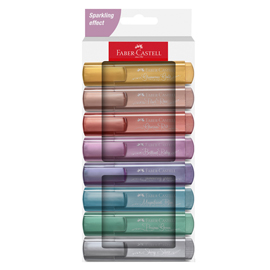 Evidenziatore textliner 46 - punta a scalpello - tratto 1,0-3,0-5,0 mm - colori assortiti metallic - faber castell - astuccio 8 colori