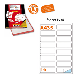 Etichetta adesiva a/435 bianca 100fg a4 99,1x34mm (16eti/fg) markin