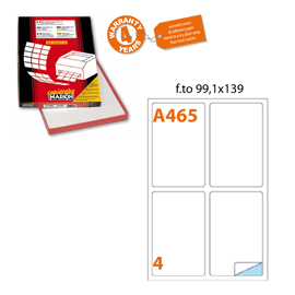 Etichetta adesiva a/465 bianca 100fg a4 139x99,1mm (4et/fg) markin