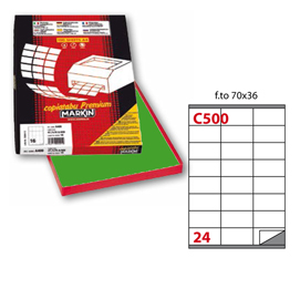 Etichetta adesiva c/500 verde 100fg a4 70x36mm (24et/fg) markin
