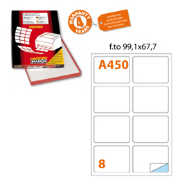 Etichetta adesiva a/450 bianca 100fg a4 99,1x67,7mm (8et/fg) markin