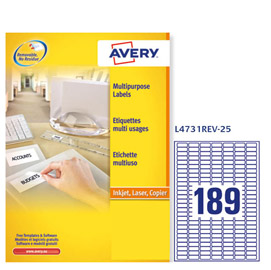 Etichetta adesiva l4731rev bianca rimovibili 25fg a4 25,4x10mm (18et/fg) laser