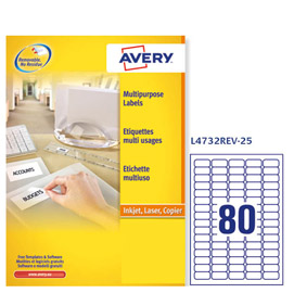 Etichetta adesiva l4732rev bianca rimovibili 25fg a435,6x16,9 (80et/fg) laser