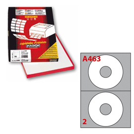 Etichetta adesiva a/463 bianca 100fg x cd Ø117,5mm foro41mm (2et/fg) markin